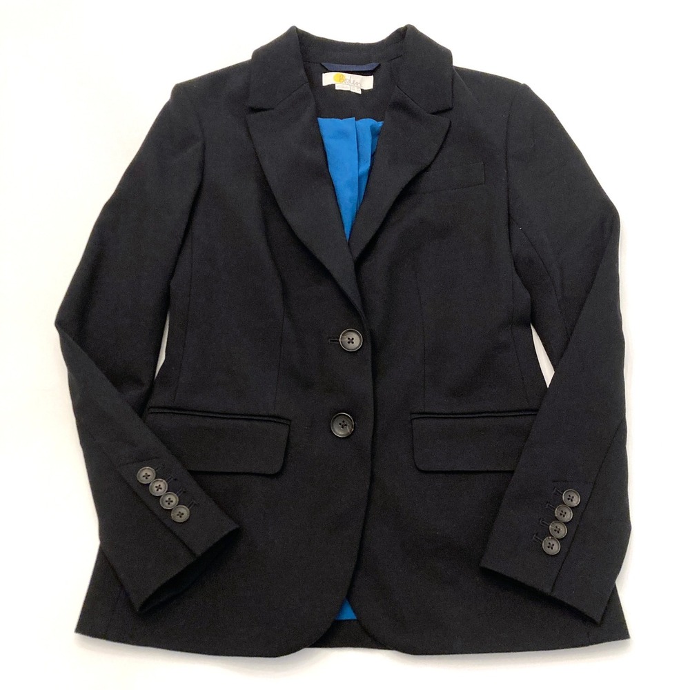 Boden Black Blazer Jacket Womens US 2P Petite UK 6P Blue Lined Stretch Ponte